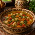 Savurează o ciorbă de legume gustoasă și reconfortantă, pregătită în stil tradițional și servită caldă. Un preparat ușor și aromat, potrivit pentru cei care preferă gustul legumelor și mesele simple, echilibrate.